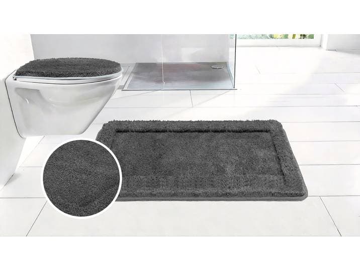 Badematte GOODPRODUCT Sanremo mit Rahmen, Badvorleger, Badezimmer, sehr weich, Hoch-Tief , grau (anthrazit), H:25mm, Polyester, Badematten, Badematte, Badteppich, unifarben, rechteckig und als 3-tlg. Set erhältlich