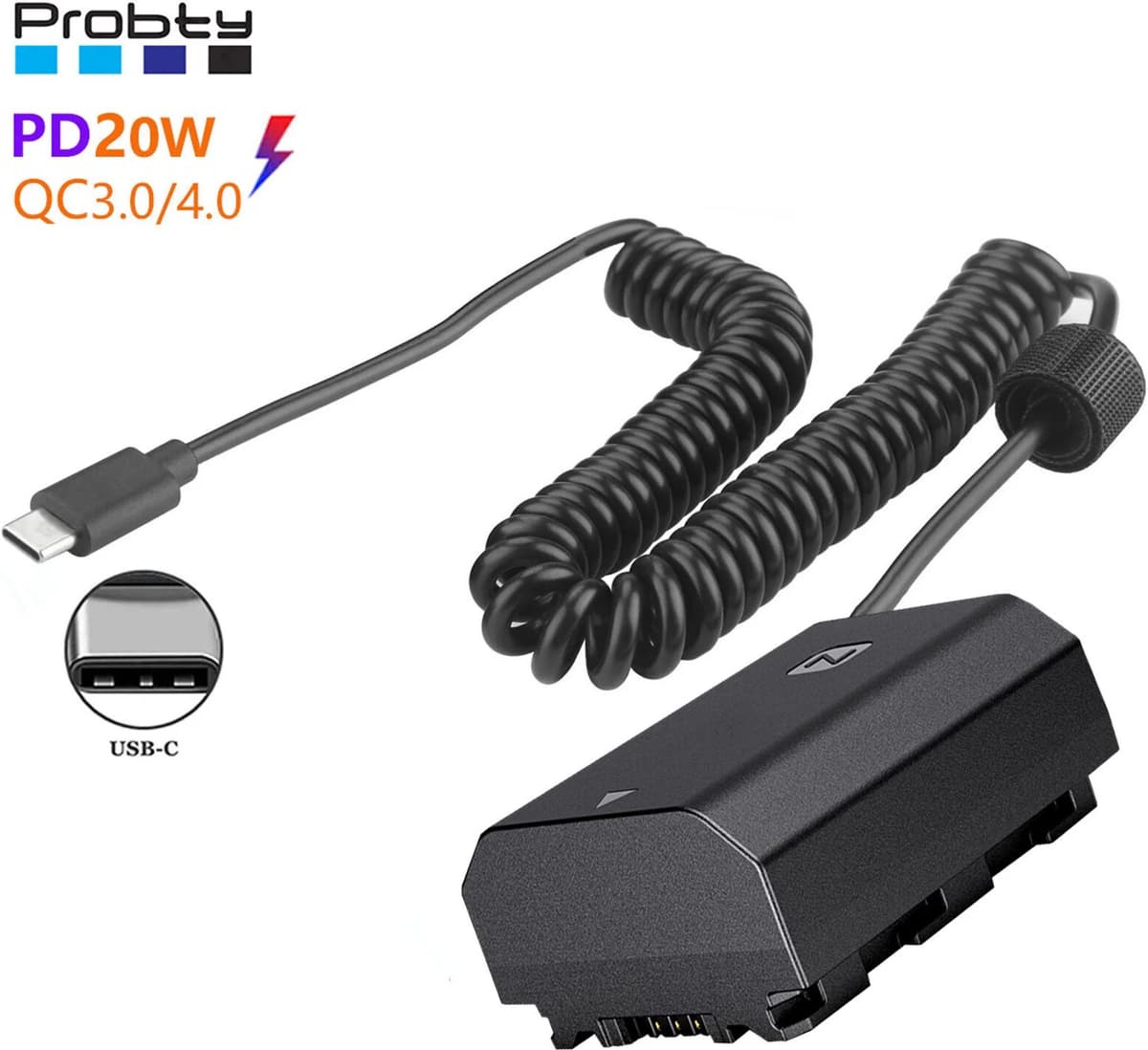 probty NP-FZ100 A7III Dummy Battery Adapter for Sony Alpha A7IV A6600 A7SIII A7C A1 FX3 A7R3 A7R IV, A9 A9R A9S Cameras