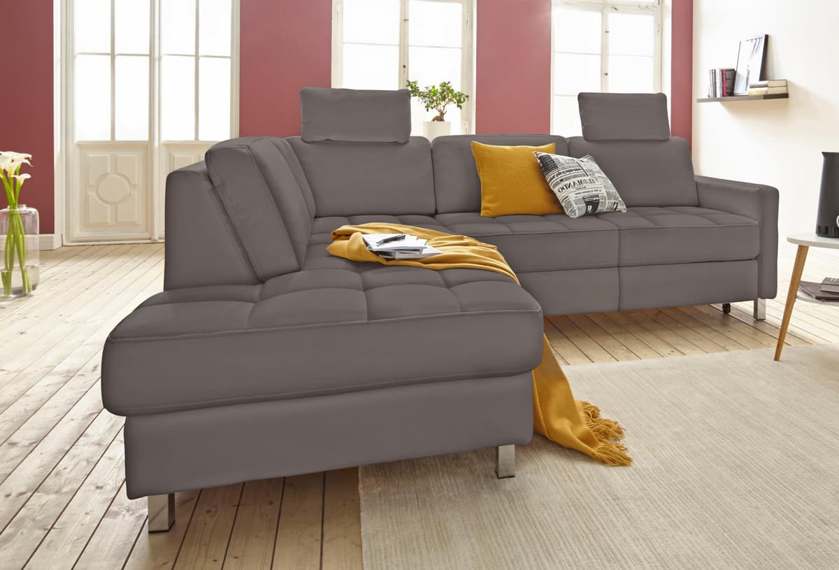 Ecksofa SIT & MORE "Pablo L-Form", grau (elefant), B:233cm H:80cm T:196cm, Luxus-Microfaser ALTARA NUBUCK (100% Polyester) / Struktur fein (100% Polyester);Luxus-Microfaser ALTARA NUBUCK (100% Polyester) / Struktur (90% Polyester, 10% Polyamid), Sofas, Ec