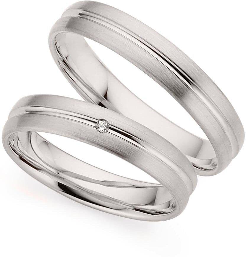 Trauring PHÖNIX "Schmuck Geschenk Gold 333 Trauring Ehering LIEBE versch. Varianten" Gr. 50, weiß (weißgoldfarben), Fingerringe, Damen, 50, 0,01 SI = kleine Einschlüsse mit Brillant, Weißgold 333, 4mm, Trauring, Made in Germany, wahlweise mit oder ohne Br