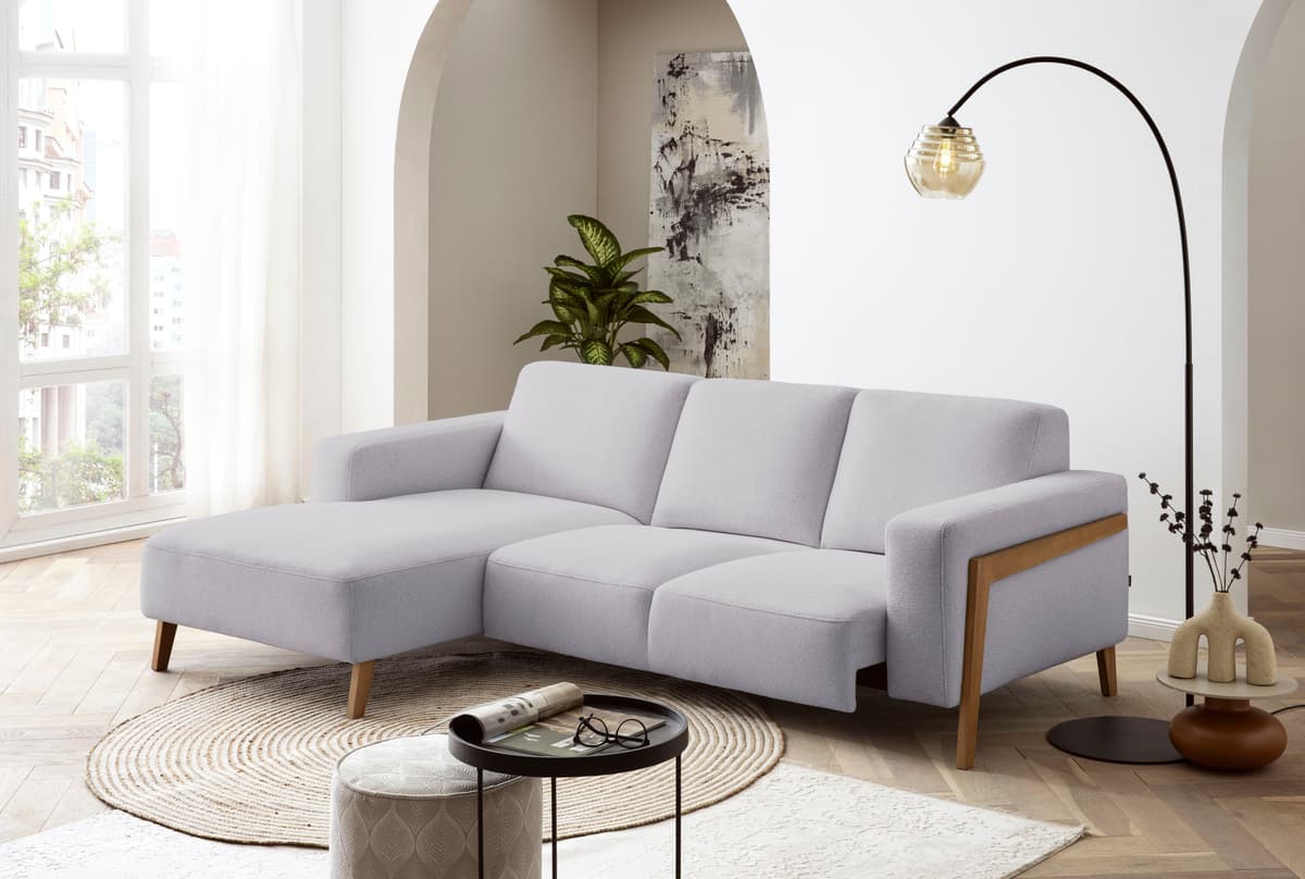 Ecksofa EXXPO - SOFA FASHION "Starr, modern und klassisches Design, hochwertige Verarbeitung, bequem", grau, B:250cm H:84cm T:163cm, Sofas, Ecksofa, L-Form, wahlw. elektrische Sitztiefenverstellung, Massivholzfüße