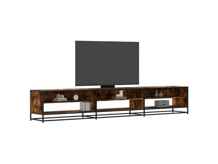 Meuble TV en bois d'ingénierie - VIDAXL - 270x40x46 cm - Chêne fumé - 6 étagères - Charge max 70 kg - Style industriel