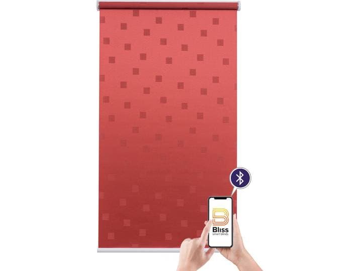 Elektrisches Rollo SUNLINES Funky Square , rot (rot, weiß), B:90cm H:180cm, Kunststoff, Metall, Polyester, Rollos, Elektrisches Rollo, appgesteuert via Bluetooth, mit Akku und Motor, weisser Fallstab