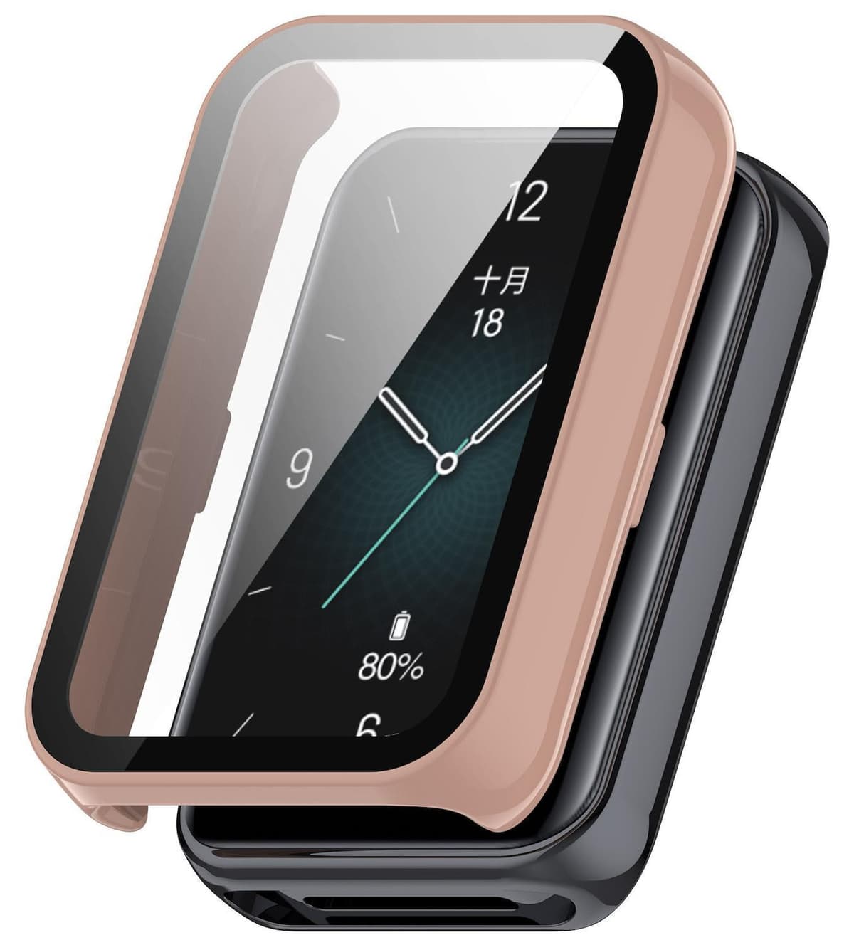 Wigento Beschermhoes voor Honor Band 9 Smartwatch met Hard Glas, Roze