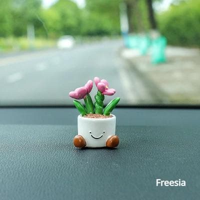 Inspire Select Cute Flower Pot Elf Resin Car Ornament Mini Dashboard & Centre Console Decoration For Car & Desktop a