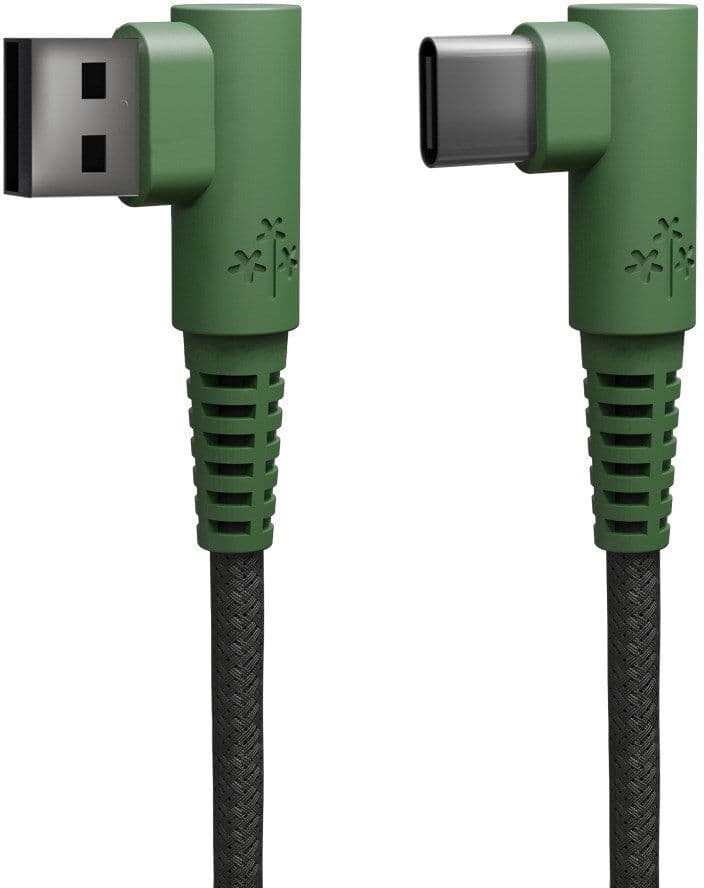 Hune Hiedra USB-A til USB-C Kabel - Vinklet Stik - 1.2m - Grøn