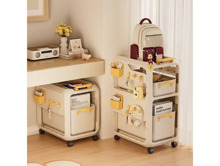 Nouvelle étagère mobile multifonctionnelle à tiroirs pour livres, chariot de rangement multicouche, bibliothèque simple et robuste