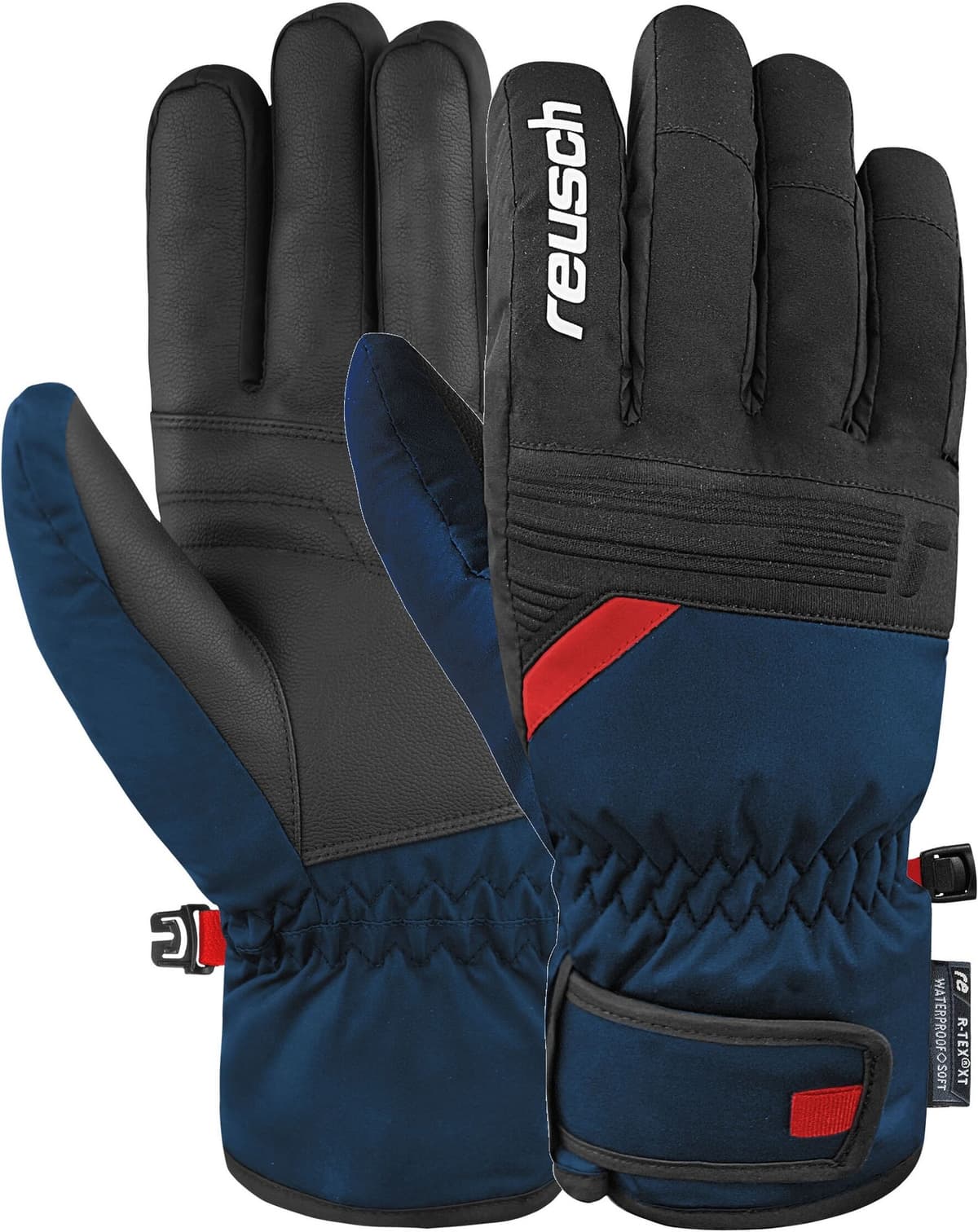 Skihandschuhe REUSCH "Baldo R-TEX XT", Damen, Gr. 8, rot (rot, blau), 80% Polyester, 19% Lederimitat, 1% Elasthan, mehrfarbig, Handschuhe, warm und wasserdicht
