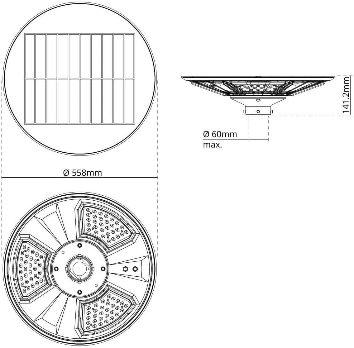 LEDDIRETTO Lampione LED Solare da Giardino PRO-SGL-300W IP65 CCT Bianco Variabile Colore Bianco Variabile CCT