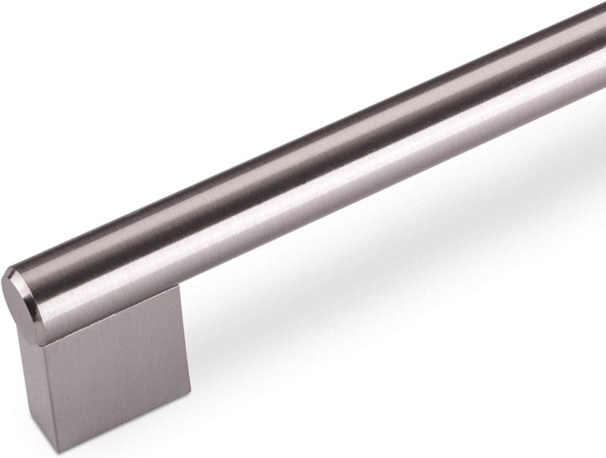 Meubelgreep Stanghandgreep in Zilver met Roestvrij Staal Optiek en een Boorgatafstand van 492 mm