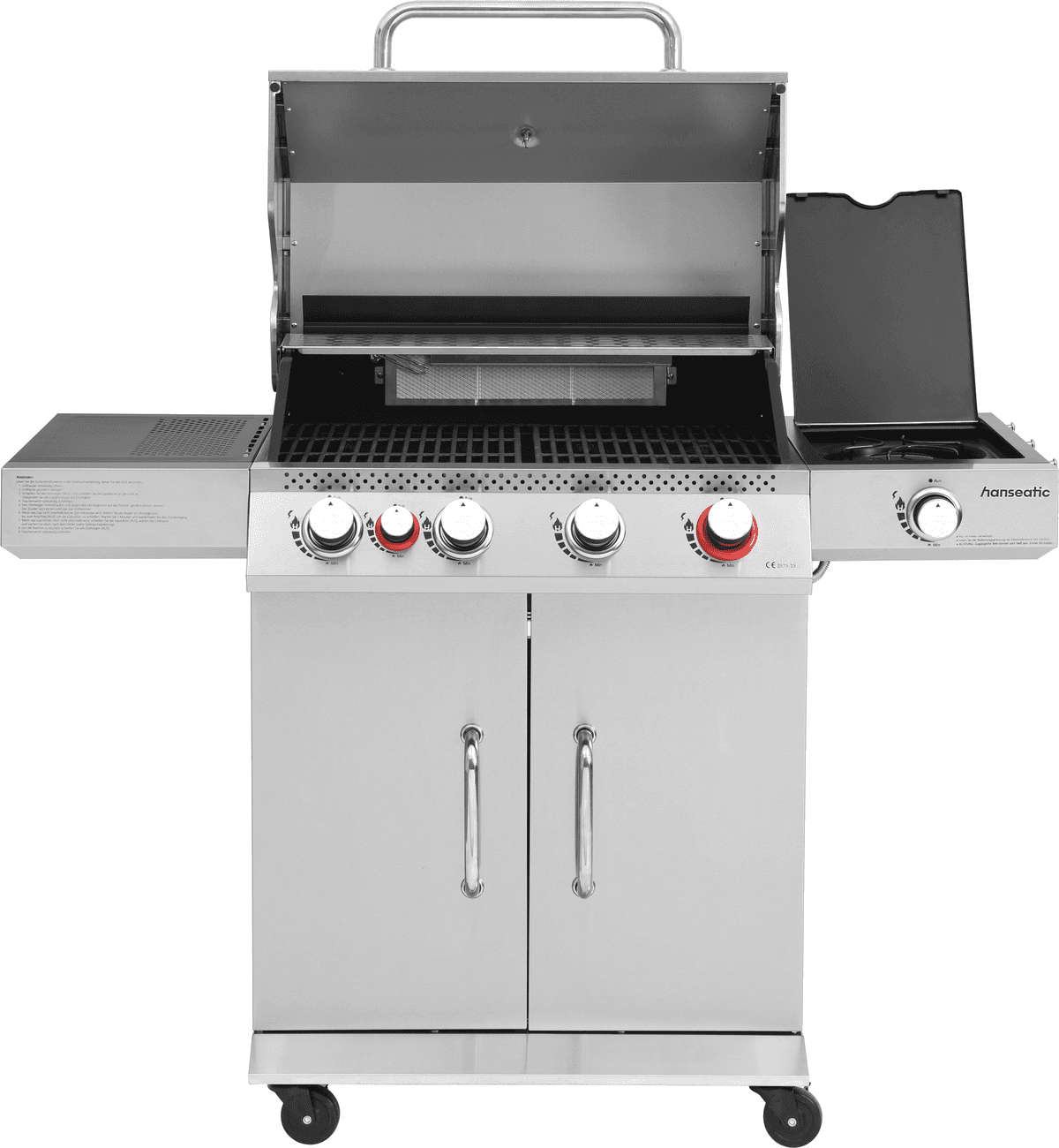 Gasgrill HANSEATIC "Memphis, 3 x Hauptbrenner, Infrarot-Heck-, Turbo- und Seitenbrenner", silber (schwarz, silber), B:133cm H:113,6cm T:61cm, Grills, Gasgrill, inkl. 3 Jahre Herstellergarantie