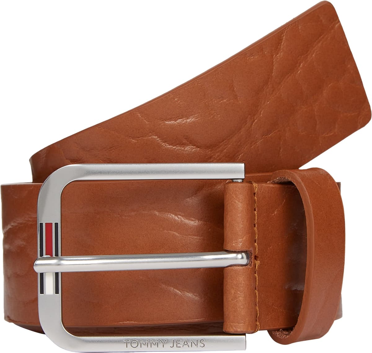 Ledergürtel TOMMY JEANS "TJM AUSTIN 4.0 cm breit", Herren, Gr. 115, braun (cognac), Rindsleder, unifarben, Gürtel Ledergürtel, Grössenverstellbar cognac 115