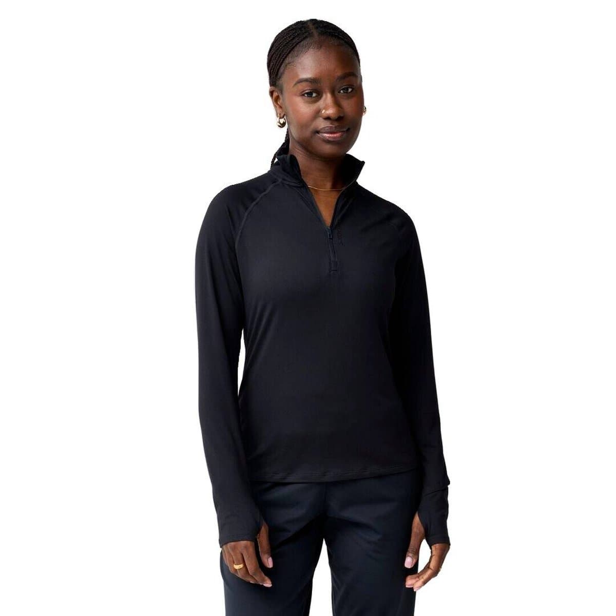 Camiseta Brooks Dash 1/2 Zip 3.0 de Manga Comprida Preta para Mulher, Tamanho M Mulher