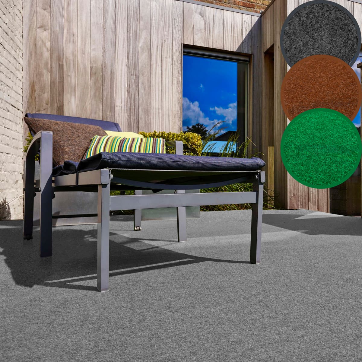Andiamo "Edinburgh, Gesamthöhe ca. 4 mm" rechteckig aus Nadelfilz, mit Drainagenoppen, für Balkon, Terasse, Wintergarten grau B : 200cm 1 Stk., L: 200cm