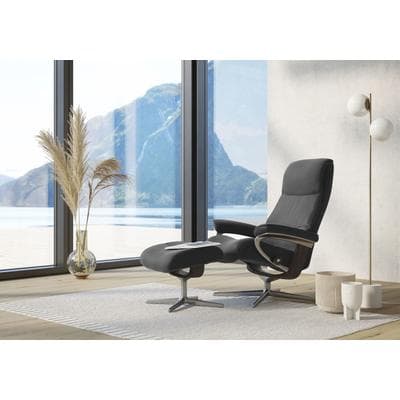 Relaxsessel STRESSLESS "View", grau (grau batick), B:91cm H:110cm T:85cm, Leder BATICK: BATICK ist ein leicht korrigiertes, durchgefärbtes und genarbtes Möbelleder, bei dem die meisten Unebenheiten und Spuren in der Regel entfernt wurden., Sessel,...