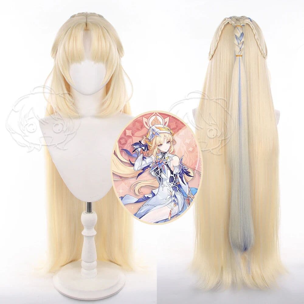 NONE Genshin Impact Nicole Reeyn Cos Wigs Cosplay Costumes Headwear 100cm Long Simulation Scalp Thick Mixed Puffy Long Hair Wigs