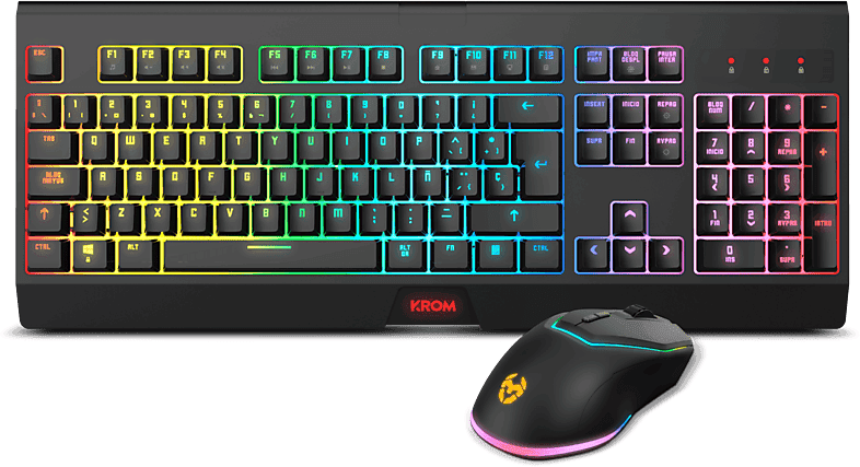 Pack gaming - Krom Kabala, Wireless, Anti-ghosting, Switches membrana, Retroiluminación, Negro
