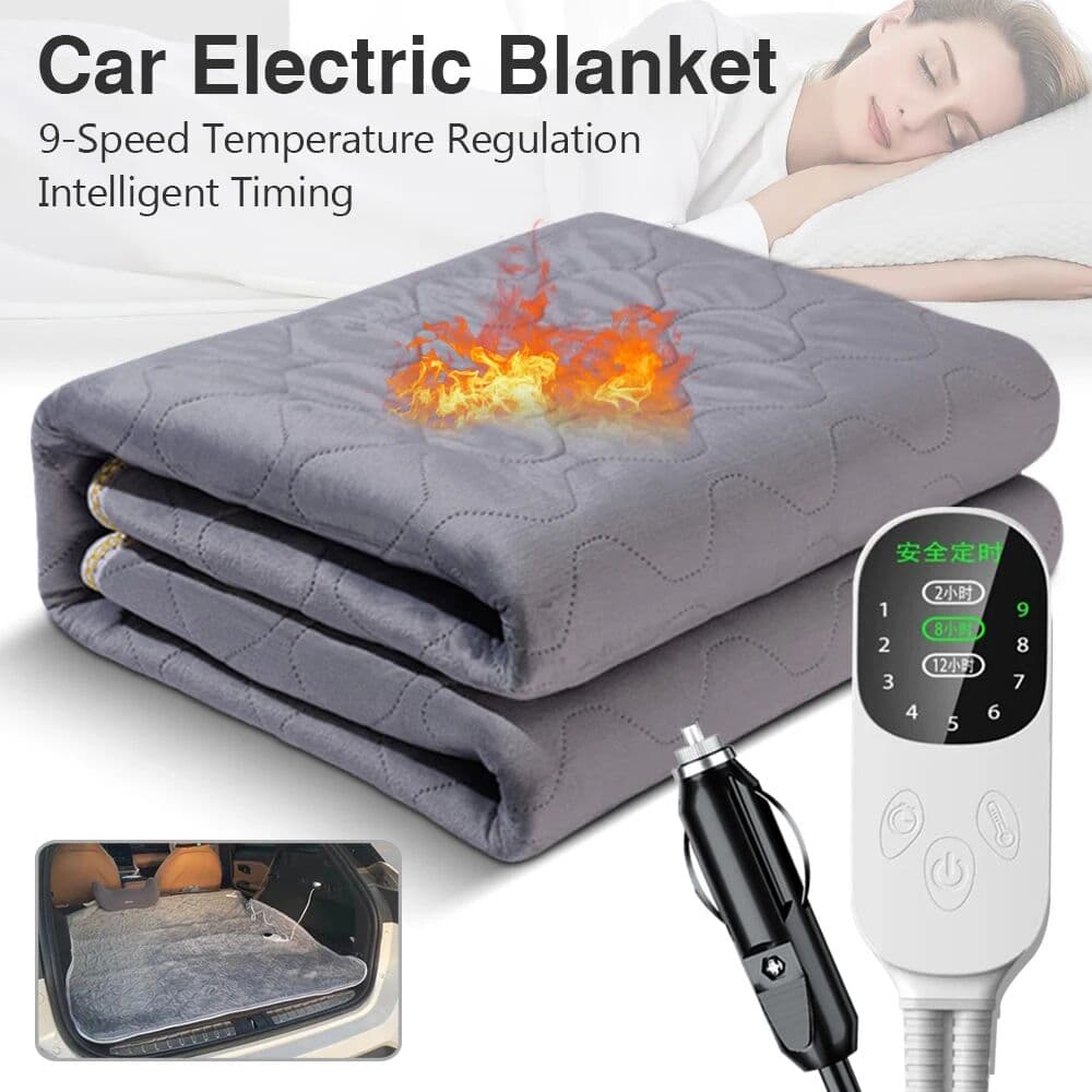 NONE 12V Cars Electric Blanket Heating Level Heated Travel Blanket for Car Outdoor Traveling Camping Pad 70x180cm/120x150cm/50x150cm
