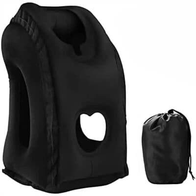 Uplifted Finds Inflatable Travel Pillow With Chin And Head Support For Airplane Car And Office black C