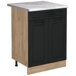 Vicco, Regal, Unterschrank für Spüle/Kochfeld R-Line, Anthrazit Landhaus/Goldkraft Eiche, 60 cm AP Marmor (60 x 60 x 81.60 cm)