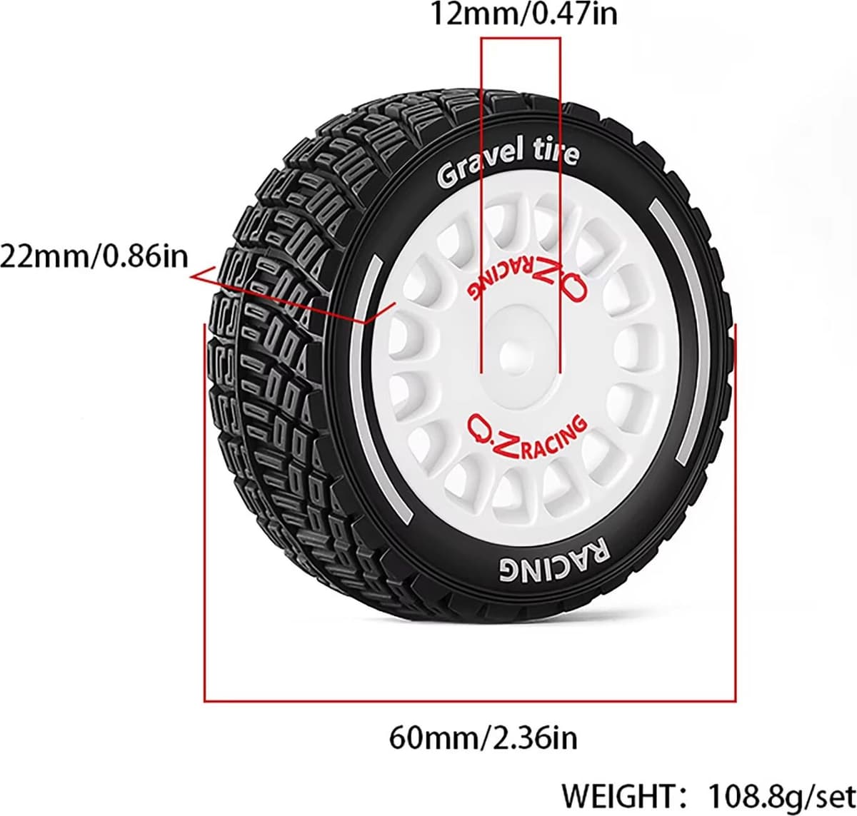 XILEZQF 4PCS Rally Off‑Road Buggy Wheel Hubs & Tires for 1/14 MJX Hyper Go 14301‑14304 RC Car Upgrade Parts