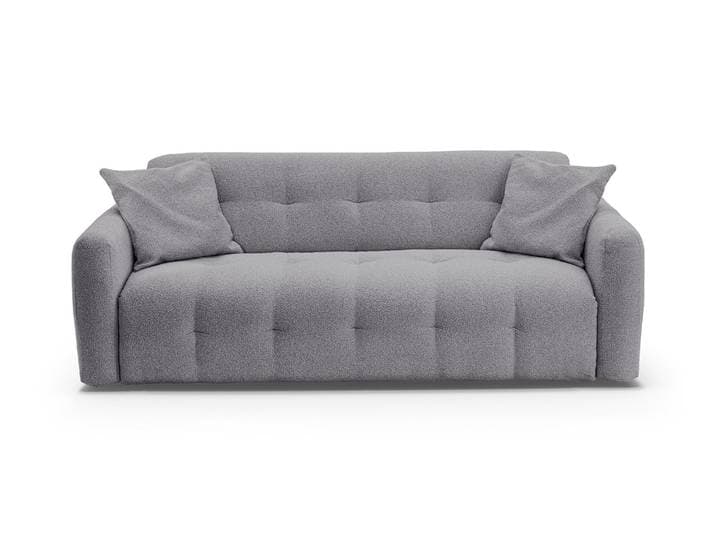 AURON - Canapé convertible 2 places - Tissu bouclette, Gris souris