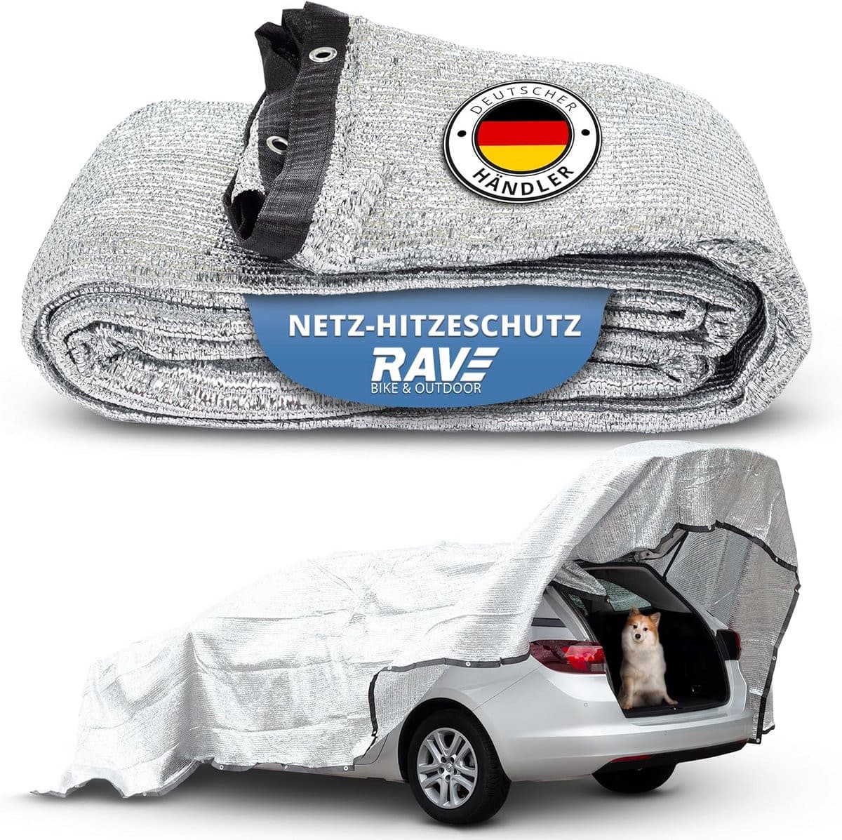 Aluminium schaduwnet voor auto, hond en camping - 6 x 4 m zonwering voor koeling