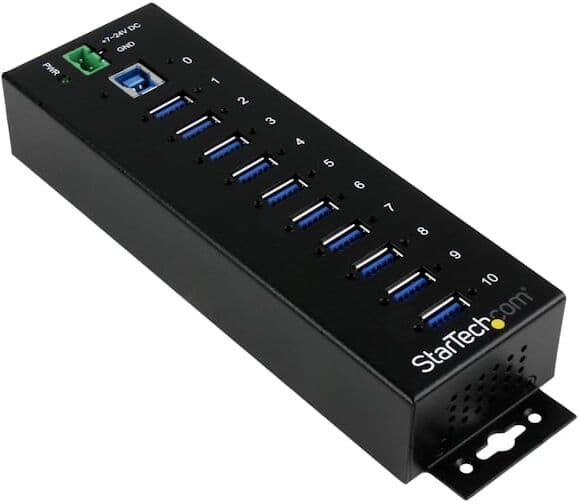 Startech USB 3.0-hubb med 10 portar - Industriell USB-A-hubb i