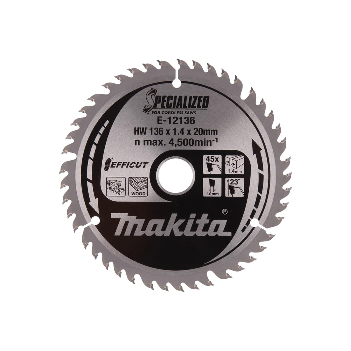 Makita Sägeblatt 136x1,4x20, 45Z EFFICUT Holz (E-12136)