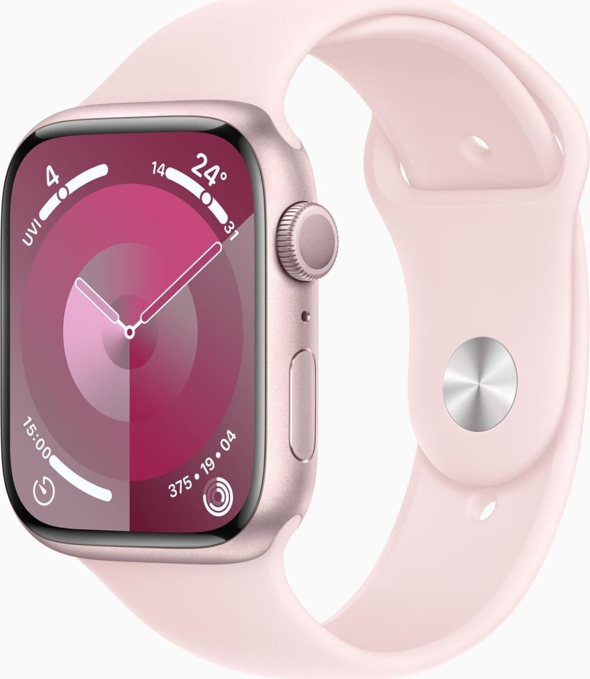 Apple Watch Series 9 Aluminium 45 mm (2023)   GPS   rosa   ljusrosa sportarmband M/L