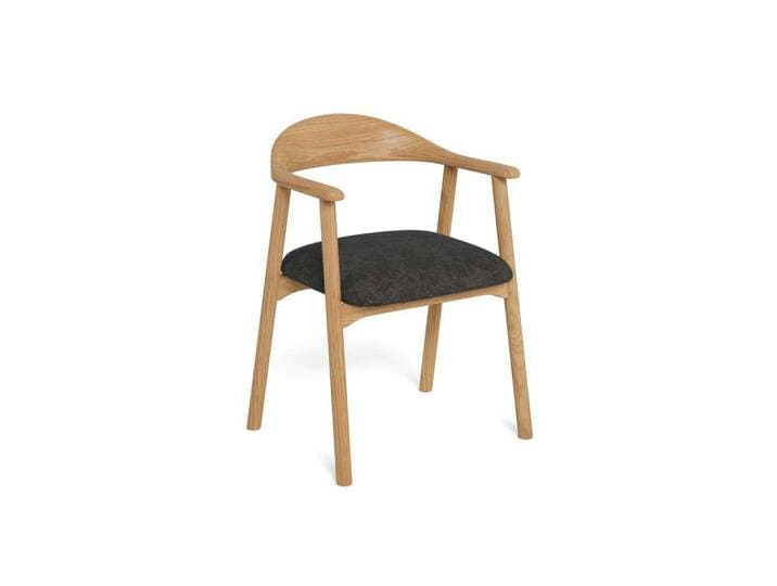 Mid.you Armlehnstuhl, Eiche, Dunkelgrau, Holz, Eiche, vollmassiv, rund, 56x76x54 cm, Esszimmer, Stühle, Esszimmerstühle, Armlehnenstühle