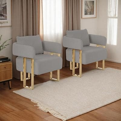 "24.41"" Velvet Modern Decorative Side Accent Chairs with Gold Metal Legs and High-Rebound Sponge and No Wheels"