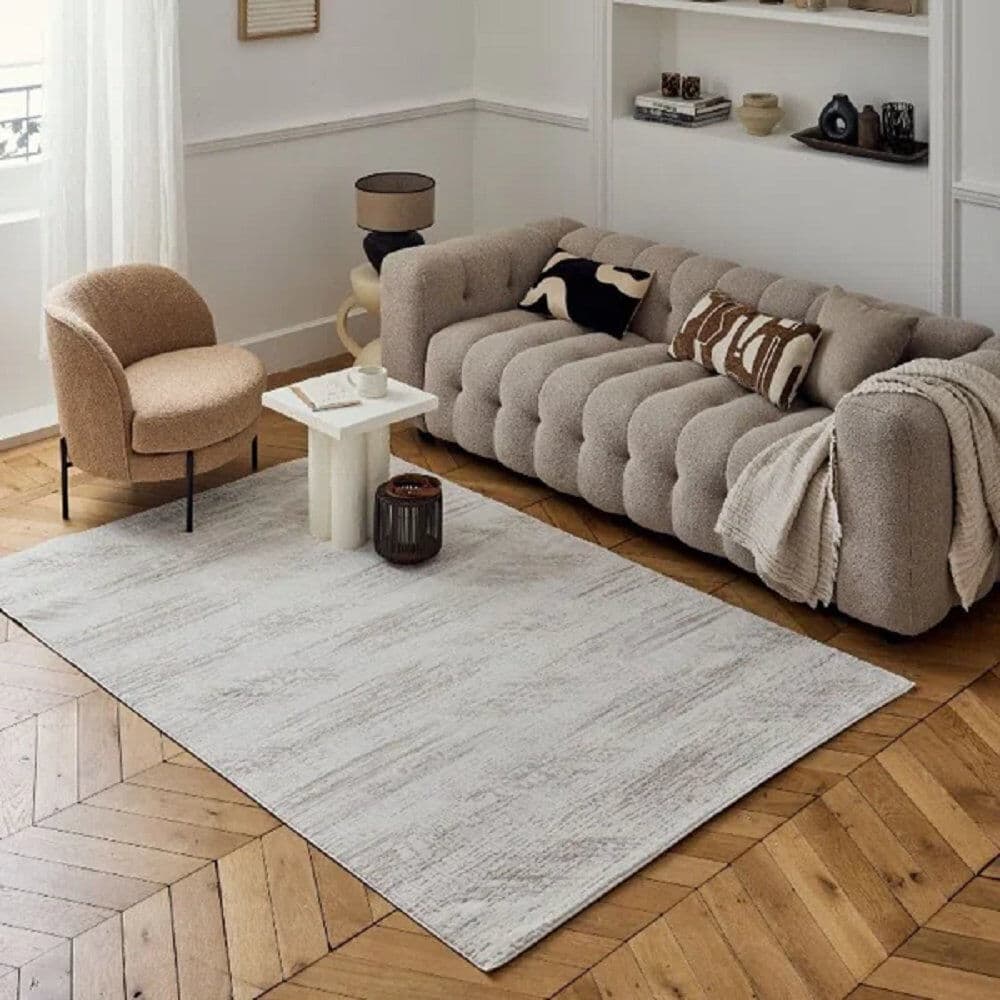 THE RUGS Carmel Modern Abstract Cream/Beige Area Rug Cream/Beige Rectangle 80 x 150 cm