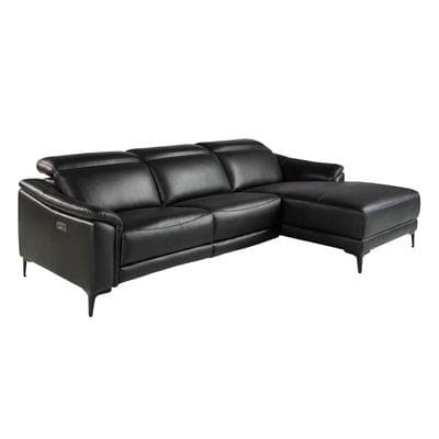AC ANGEL CERDA Angel Cerdá Rechtes Chaiselongue-Relaxsofa aus schwarzem Leder 6205C