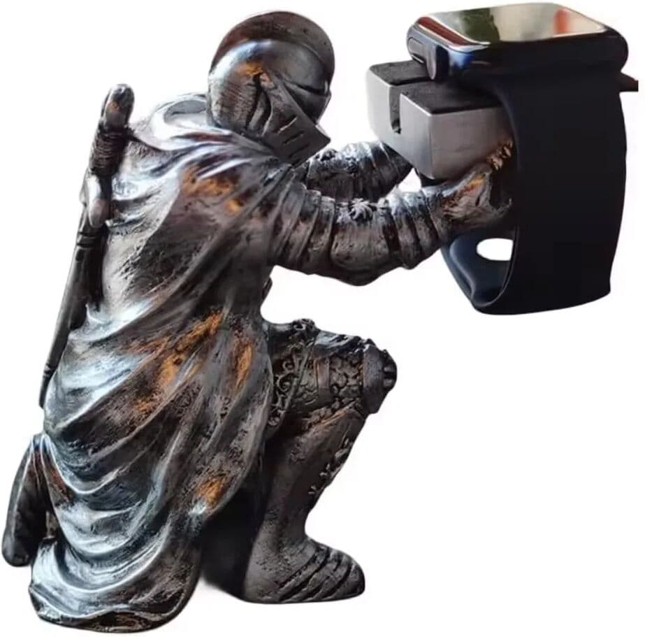 NONE Watch Stand Charging Dock for Apple Watch, Cartoon Charging Desktop Bracket Smartwatch Holder，Black Warrior Figurine Support