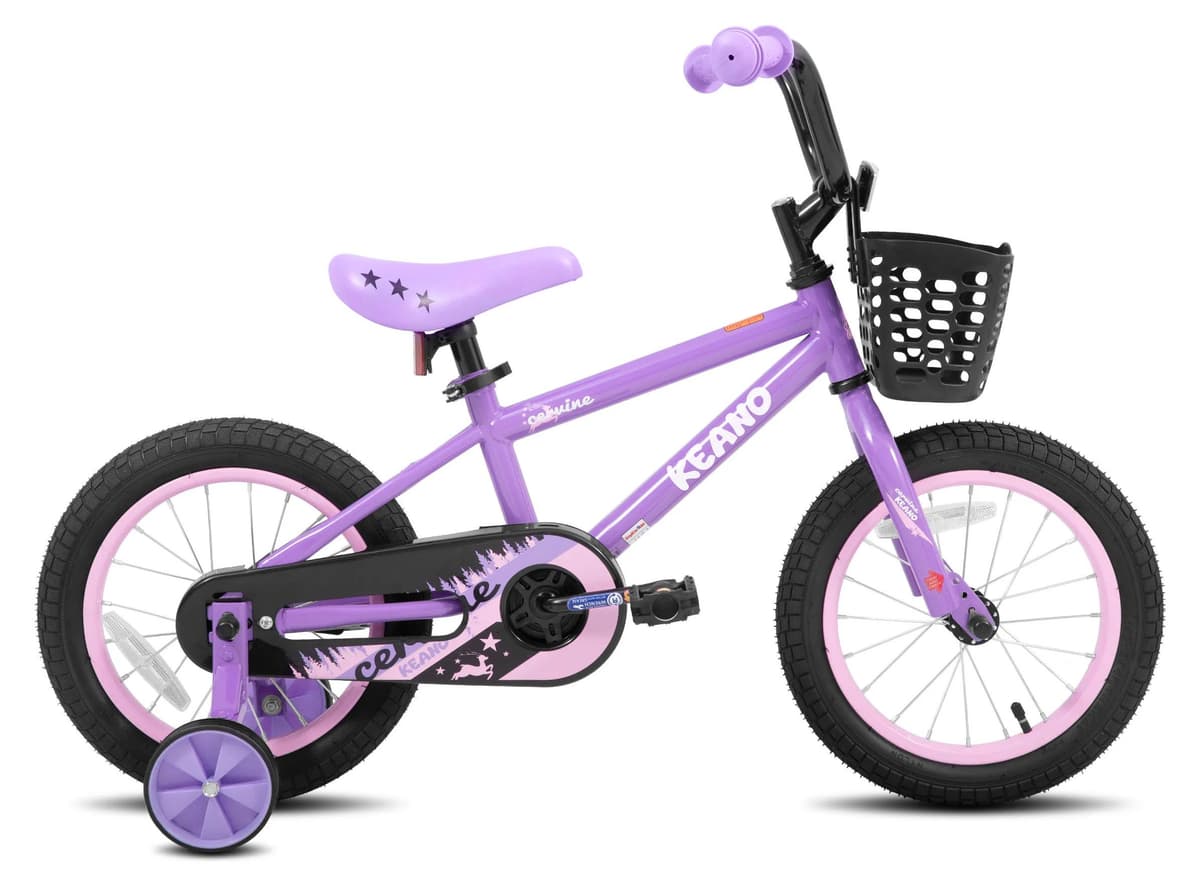 Kinderfahrrad für Mädchen - 40 cm Räder - Stützräder - Korb und Kettenschutz - Stahlrahmen - Alu-Felgen - Alter 3-10 Jahre - Lila