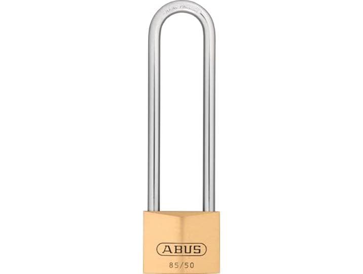 ABUS Hangslot messing 85/50HB127 - met hoge beugel - voor kelderdeuren, schuur en nog veel meer - weerbestendig - geharde stalen beugel - ABUS veiligheidsniveau 7