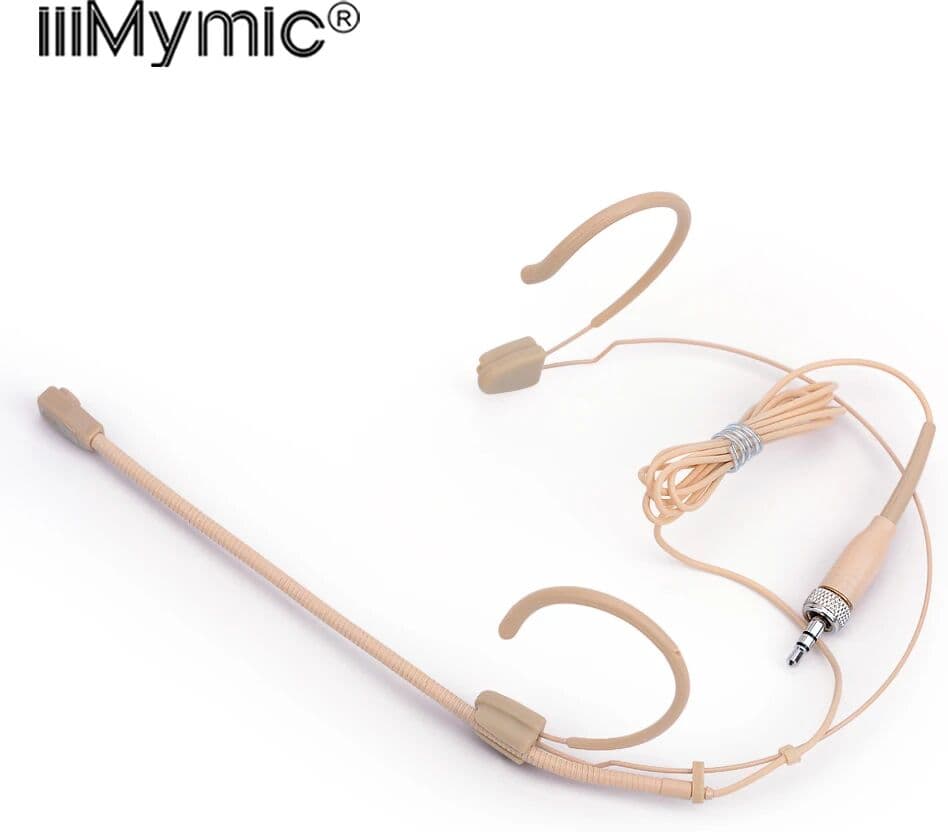iiimymic Professional Beige Headset Condenser Microphone Unidirectional Microfone for Sennheiser Wireless System 3.5mm Screw Jack Mic