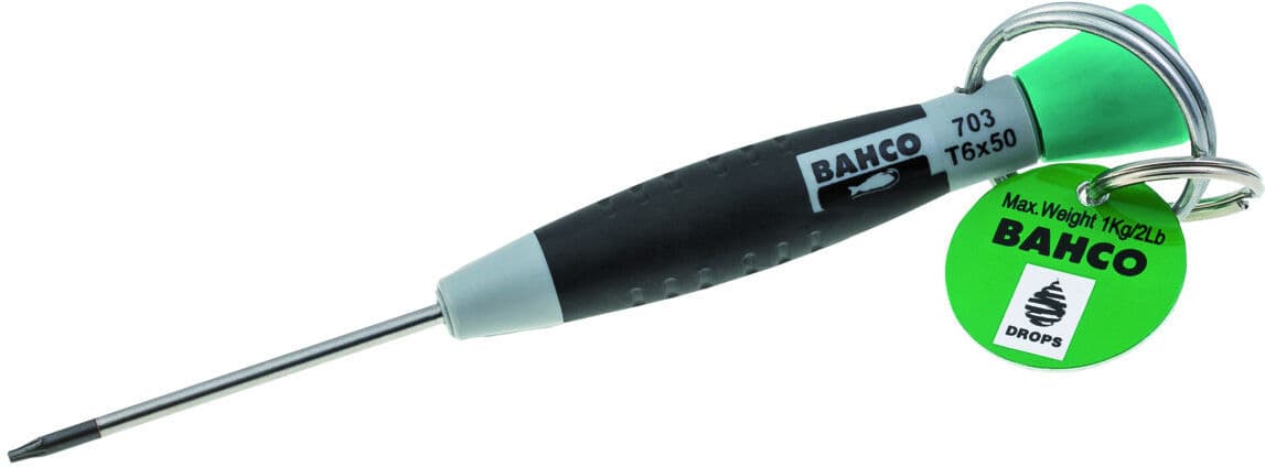 Chaves de fenda com pega de precisão T15 x 75 mm com anel de aço inoxidável Bahco TAH703-15-75