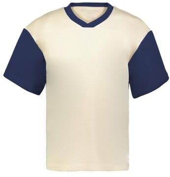 Holloway 226120 PREP STREET FAN JERSEY T-Shirt in Alabaster/Navy Blue size Medium   Polyester