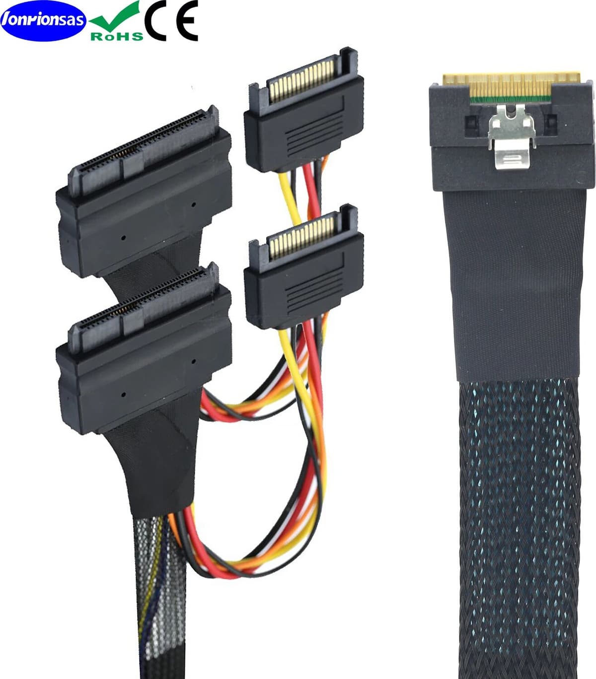 NONE PCI-E Slimline SAS All Inclusive Scoop-Proof SFF-8654 8i to 2X SFF-8639 U.2 U2 with 15P SATA Power NVME SSD Cable
