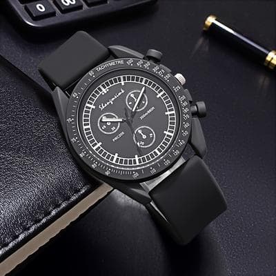 ModernMart Stylish Silicone Band Women Sports Watch With Quartz Movement & Three Dial Design black