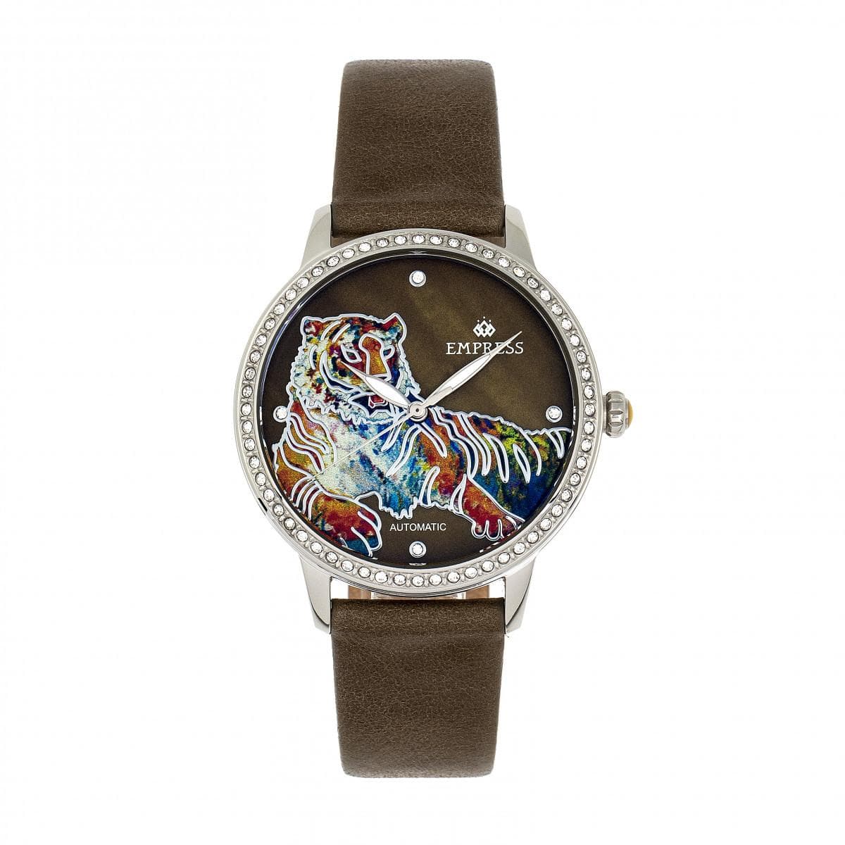 Keizerin Diana automatisch gegraveerd MOP horloge met leren band