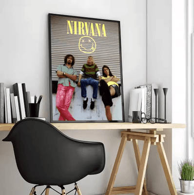 Inspire Picks Nirvana Rock Band Canvas Poster Grunge Calligraphy Wall Art For Music Room Decor black4 21x30cmframeless