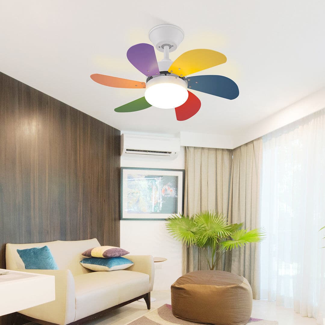 Metro Alisha-Ann 75cm Ceiling Fan with Light Kit White with Multicolour Blades