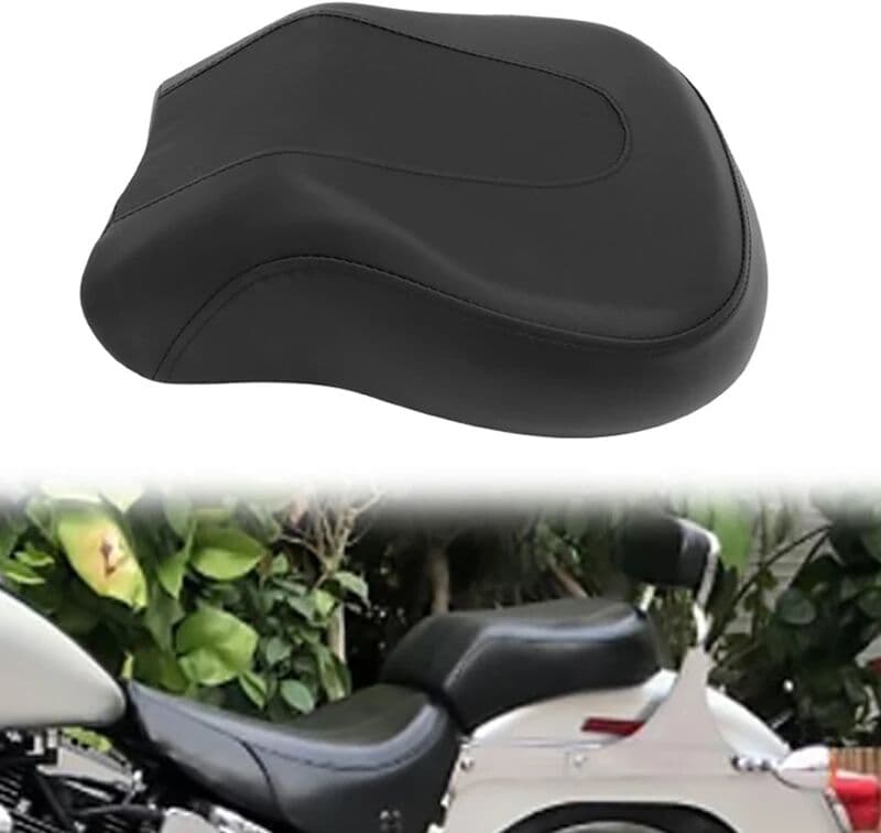 NONE Motorcycle Black PU Leather Rear Passenger Seat Pillion Cushion For Harley Softail Fat Boy Night Train Springer 2008-2014