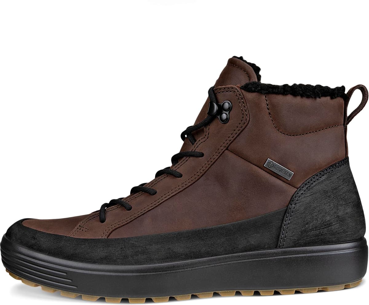 Schnürboots ECCO "ECCO SOFT 7 TRED", Herren, Gr. 45, braun (dunkelbraun, schwarz), Nubukleder, Schuhe Schnürboots, Winterboots, Winterstiefelette, Outdoorschuh mit GORE-TEX