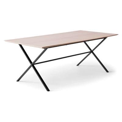 Esstisch HAMMEL FURNITURE "Meza Designtisch mit Auszugsfunktion und 2 Einlegeplatten", beige (natur, schwarz, natur), B:210cm H:74cm T:100cm, Tischplatte: Weißpigmentiertes, matt lackiertes Eichenfurnier (natürliche MDF-Kante). Gestell:...