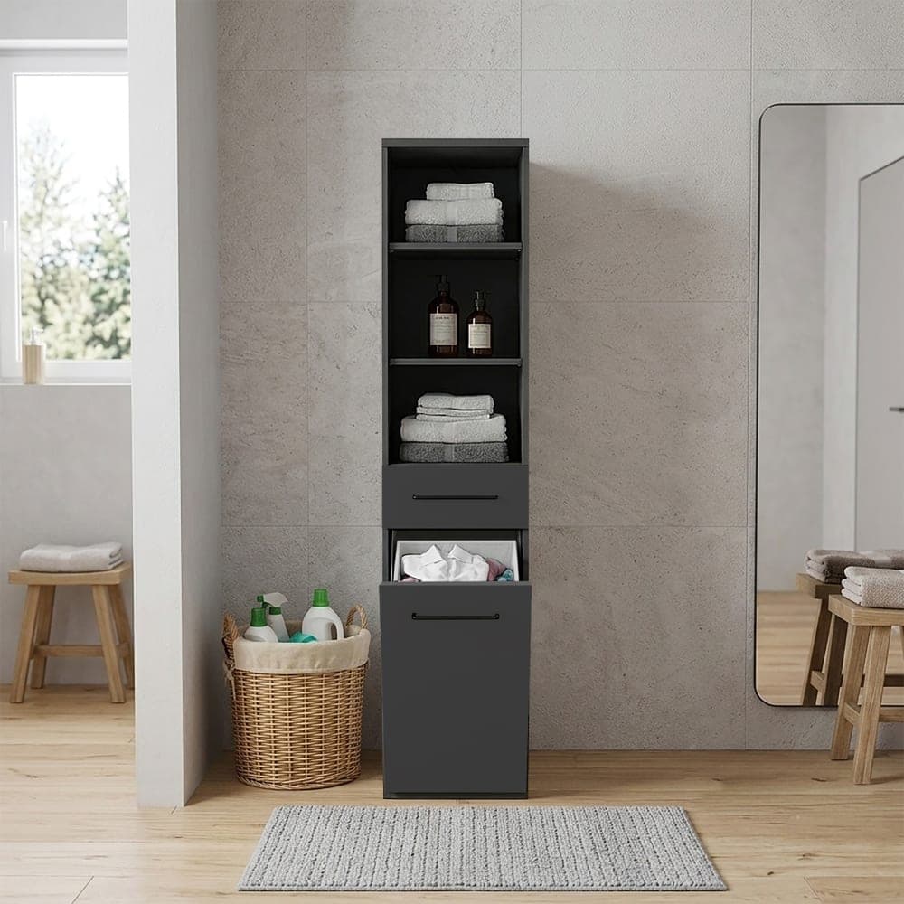 Whous Mueble para ropa efecto madera antracita mate 40x66,6x187,5cm