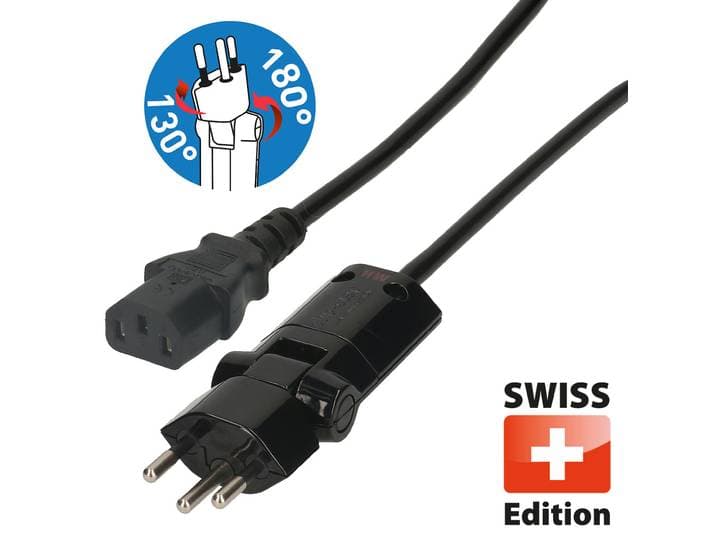 Apparatekabel mit Clip-Clap Stecker Typ12 auf Kupplung C13, 2m schwarz